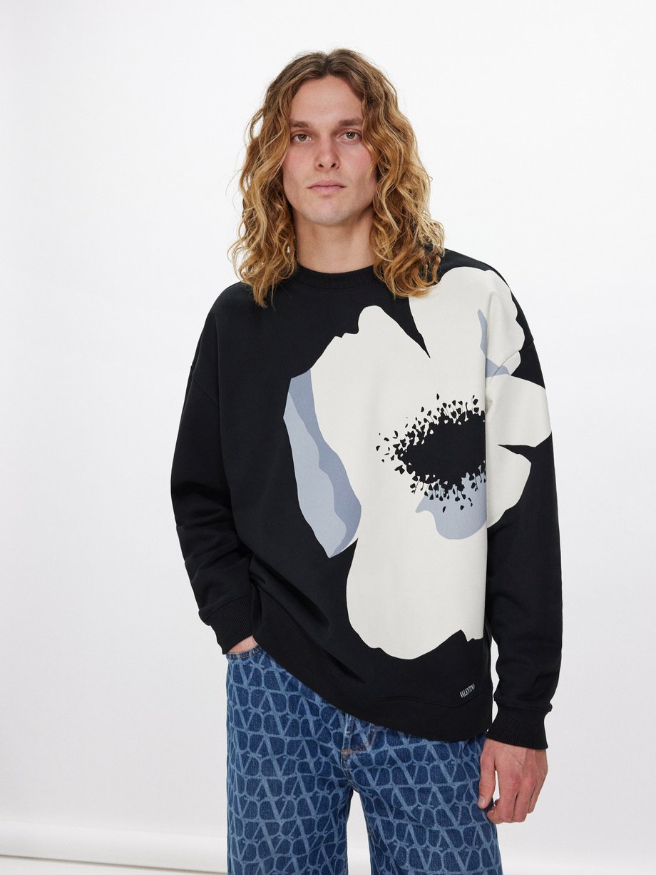 Valentino Garavani Flower-print cotton-jersey sweatshirt