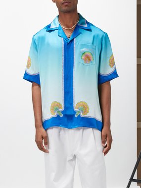 Casablanca Ombré-print silk short-sleeved shirt