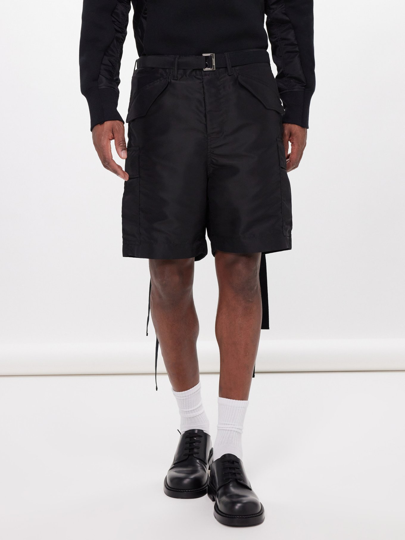 Nylon twill belted shorts | Sacai