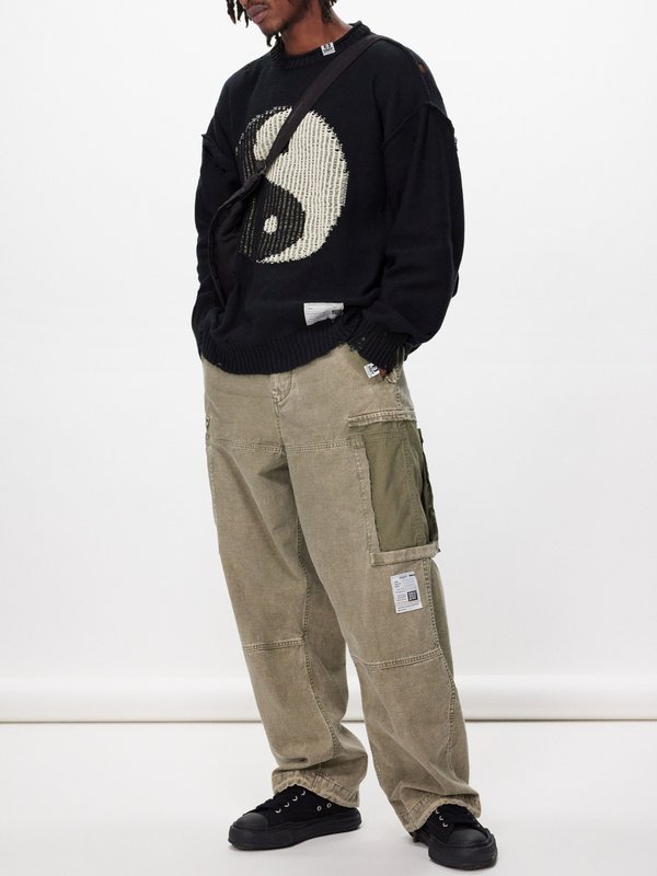 Mihara Yasuhiro Yin Yang-intarsia cotton sweater