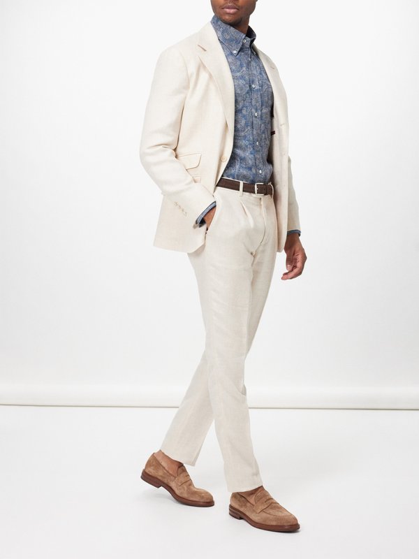 Brunello Cucinelli Flap-pocket linen-blend twill suit