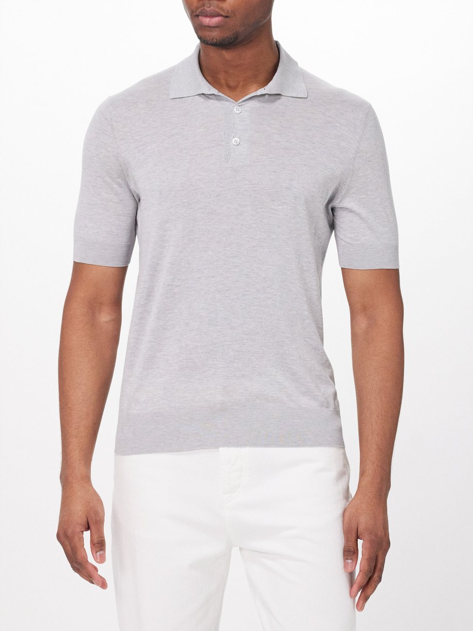 Brunello Cucinelli Knitted cotton-blend polo shirt