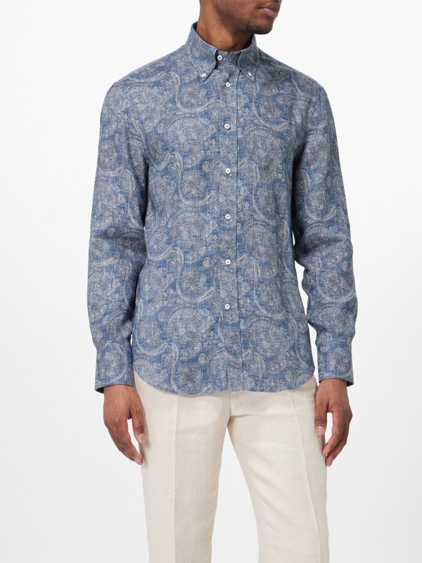 Brunello Cucinelli Paisley-print linen shirt