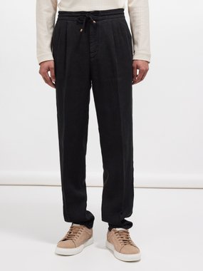 Brunello Cucinelli Drawstring-waist linen trousers