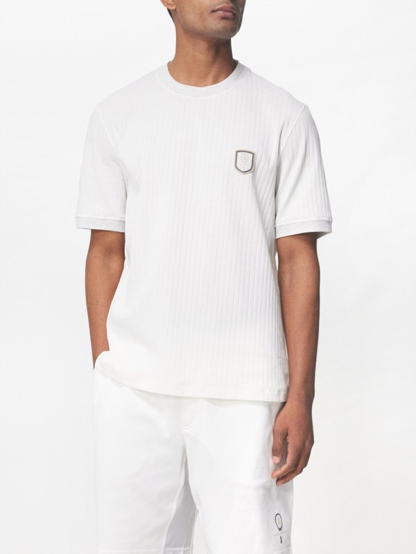 Brunello Cucinelli Tennis-patch ribbed cotton-blend T-shirt