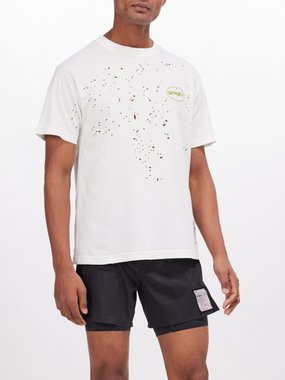 Satisfy MothTech perforated organic-cotton jersey T-shirt