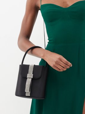 KARA Kara Bow-strap satin handbag