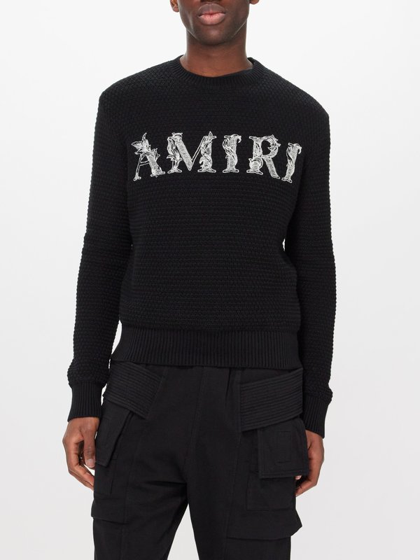 Amiri Baroque logo-embroidered knitted-cotton sweater