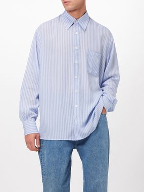 OUR LEGACY Our Legacy Above striped Tencel oversized shirt