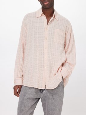 OUR LEGACY Our Legacy Borrowed checked cotton-blend seersucker shirt