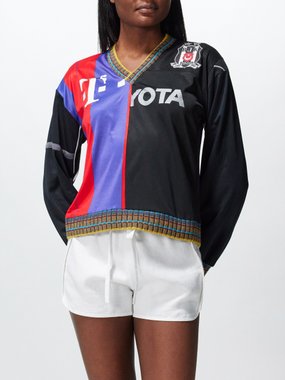 Renata Brenha Futebol V-neck upcycled football-jersey sweatshirt