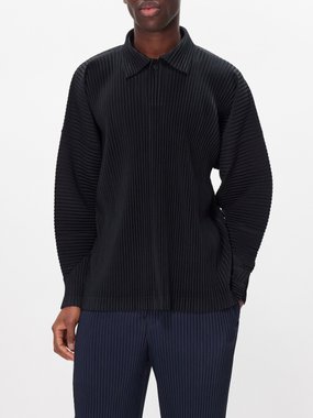 Homme Plissé Issey Miyake Long-sleeved technical-pleated polo shirt