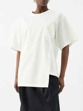 Y-3 Asymmetric-hem cotton-blend T-shirt