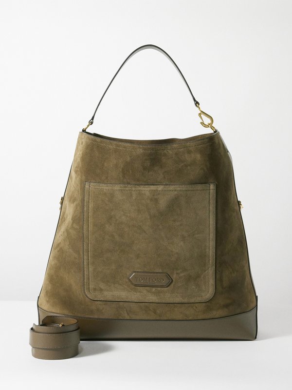 Tom Ford Two-strap leather-trim suede tote bag