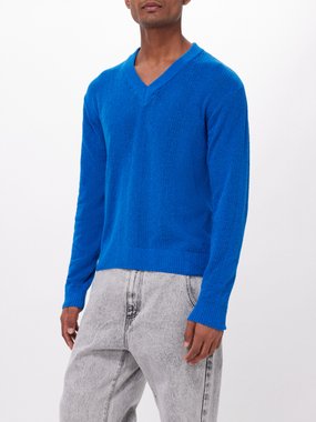 mfpen V-neck organic cotton-blend bouclé sweater