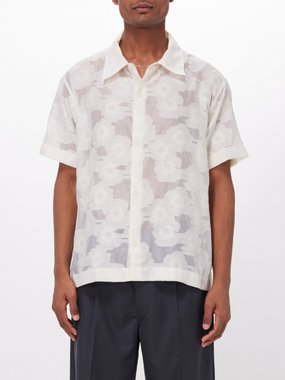 mfpen Holiday floral-jacquard cotton-blend shirt