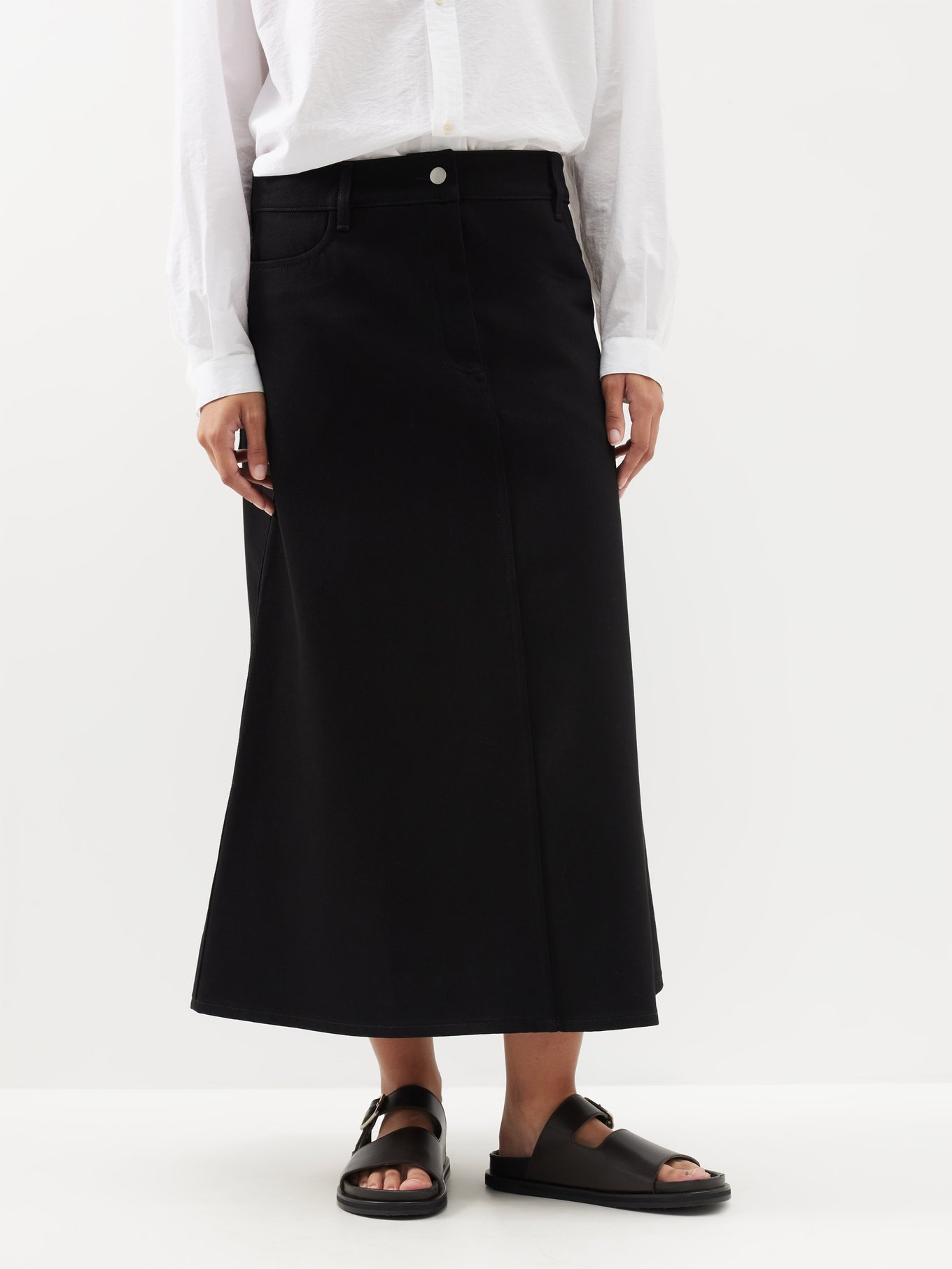 Baringo A-line denim midi skirt | Studio Nicholson