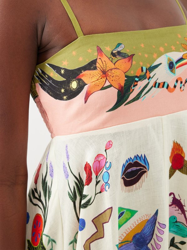 ALÉMAIS (ALÉMAIS) Evergreen abstract-print linen maxi dress