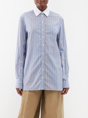 Erdem Striped cotton-poplin shirt