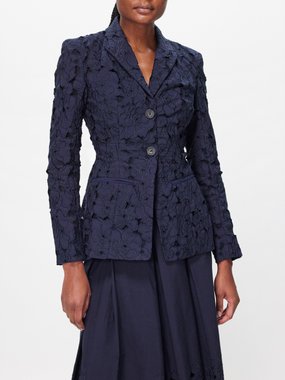 Erdem Floral-embroidered cotton-blend blazer