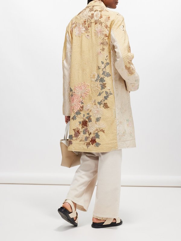 By Walid Rufus 19th-century floral-embroidered silk coat