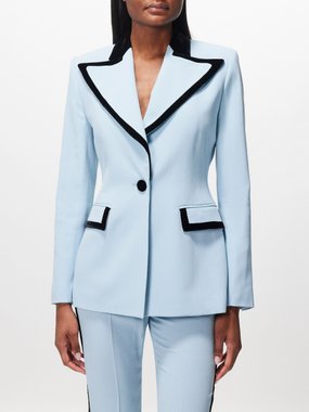 Nina Ricci Velvet-trim cady suit jacket
