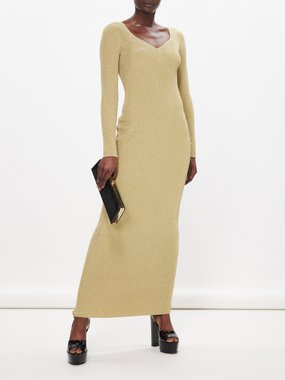 Nina Ricci Crystal-embellished scoop-back lurex dress