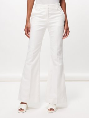 Nina Ricci Pressed-crease cotton-blend bootcut trousers