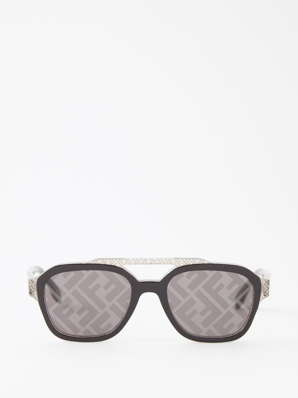 Fendi Eyewear (Fendi) FF-print D-frame acetate sunglases