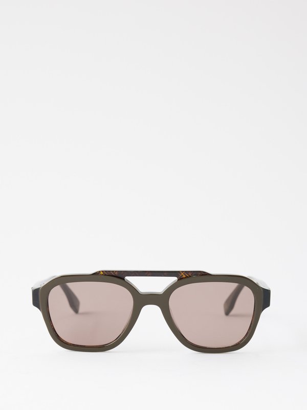 Fendi Eyewear (Fendi) Monogram-pattern aviator acetate sunglasses