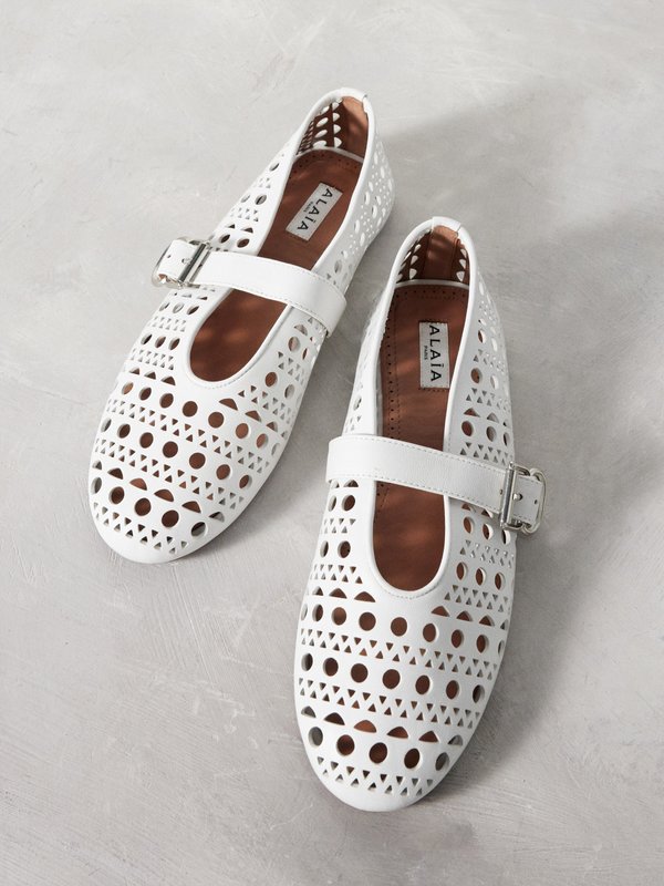 ALAÏA Vienne perforated-leather ballet flats