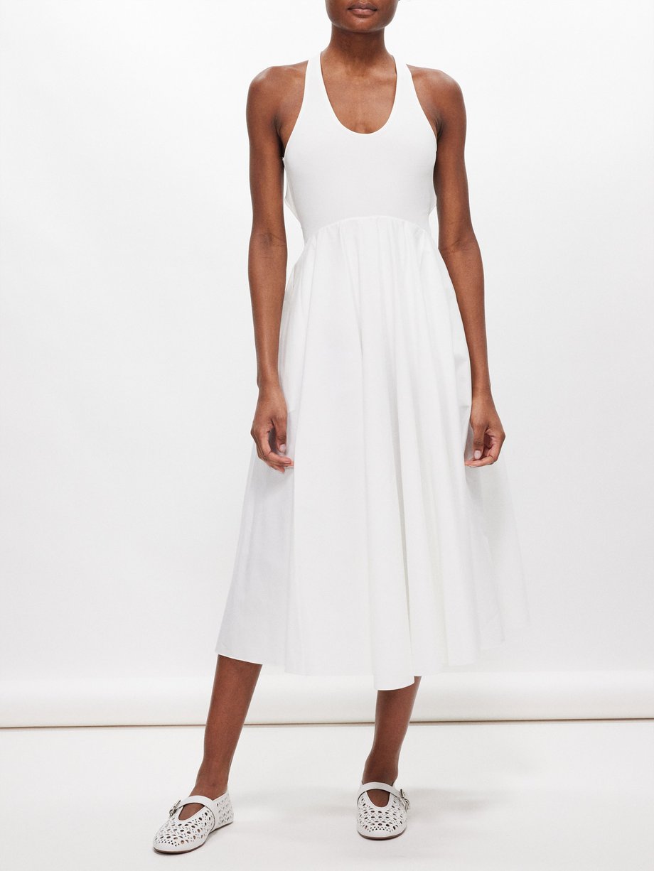 ALAÏA Flared cotton-poplin midi dress