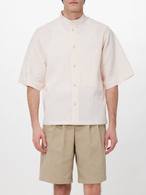 Le17septembre Homme Le17Septembre Homme Stand-collar textured cotton-blend shirt