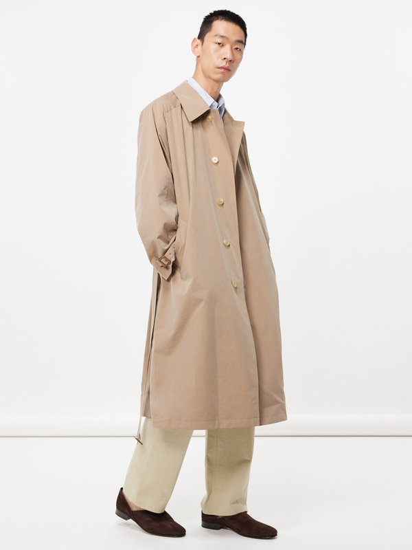 Auralee Finx cotton-blend chambray belted overcoat