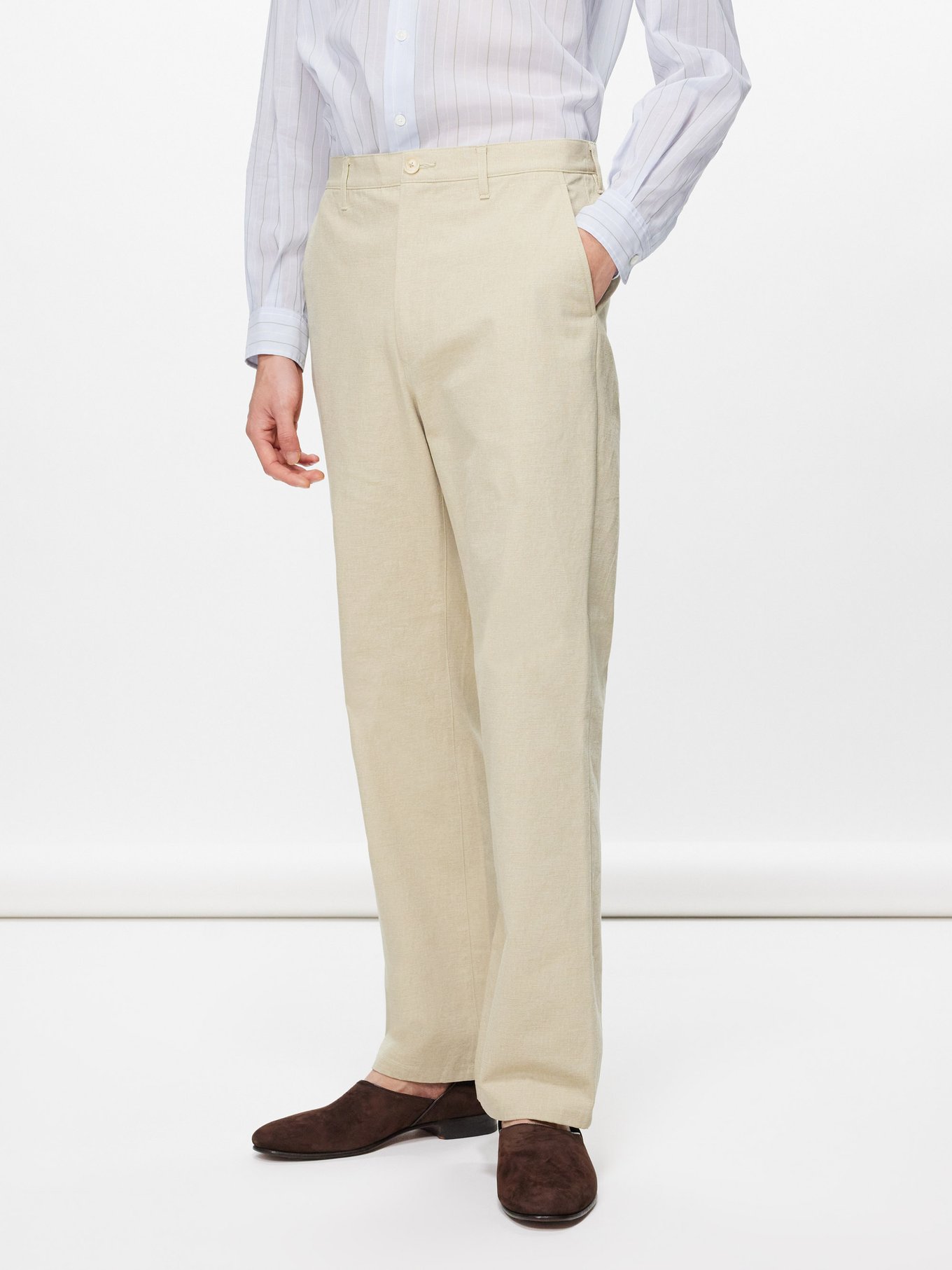 Washed cotton-canvas straight-leg trousers | Auralee
