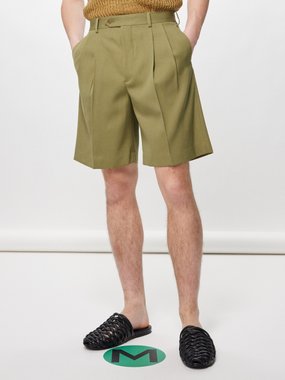 Auralee Pleated wool-gabardine shorts