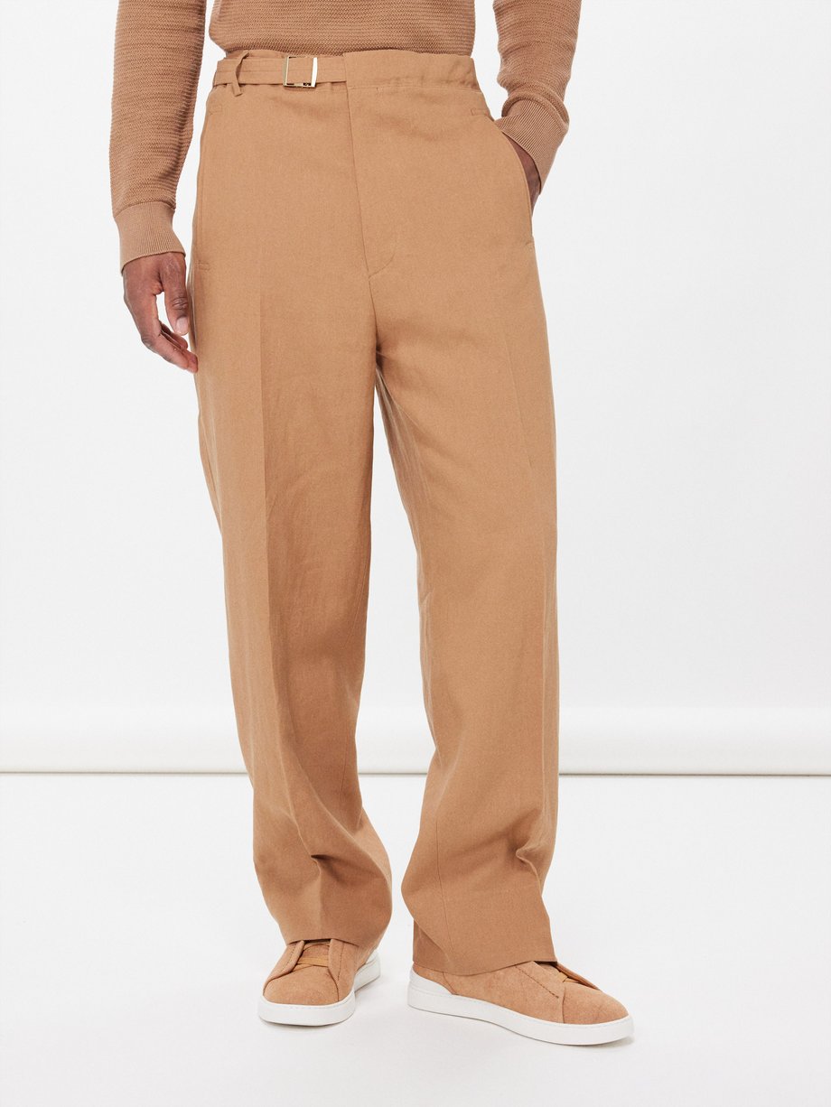 ZEGNA Oasi belted linen trousers
