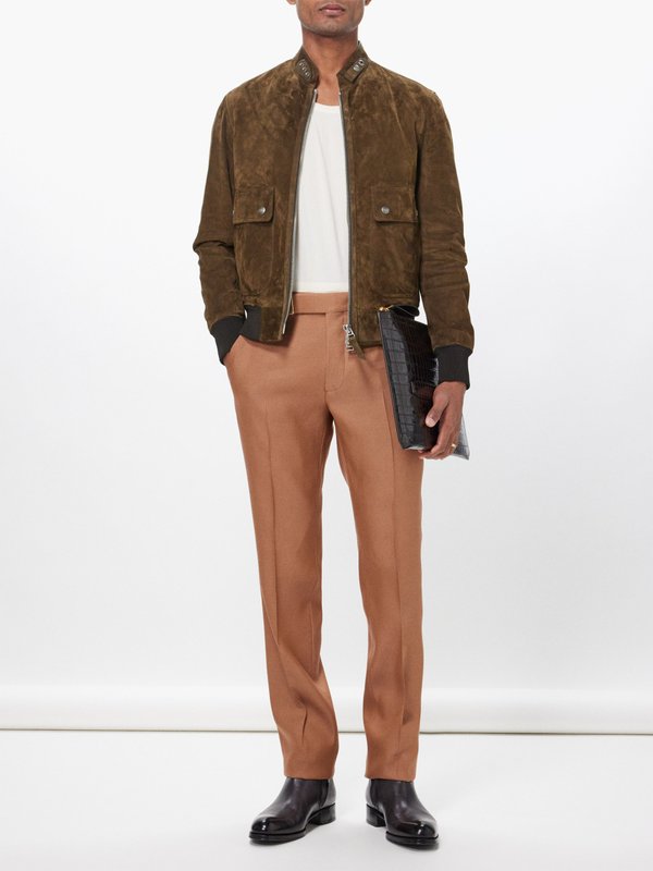 Tom Ford Atticus belted virgin wool-blend trousers