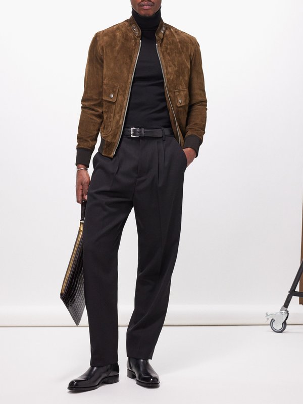 Tom Ford Zipped suede bomber jacket