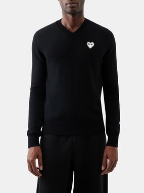 COMME DES GARÇONS PLAY Comme des Garçons Play Logo-embroidered V-neck wool sweater