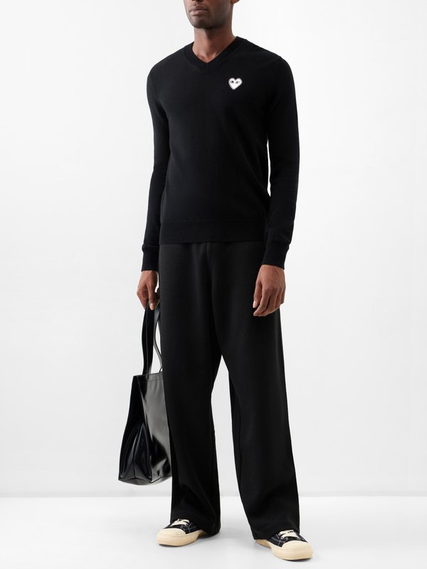 COMME DES GARÇONS PLAY (Comme des Garçons Play) Logo-embroidered V-neck wool sweater