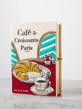 Olympia Le-Tan Café and Croissants embroidered book clutch bag