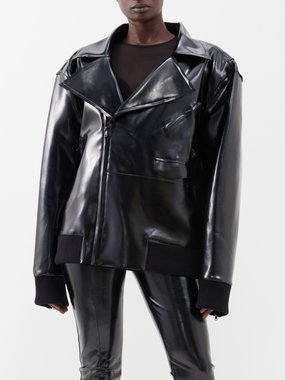 Norma Kamali Oversized faux patent-leather jacket