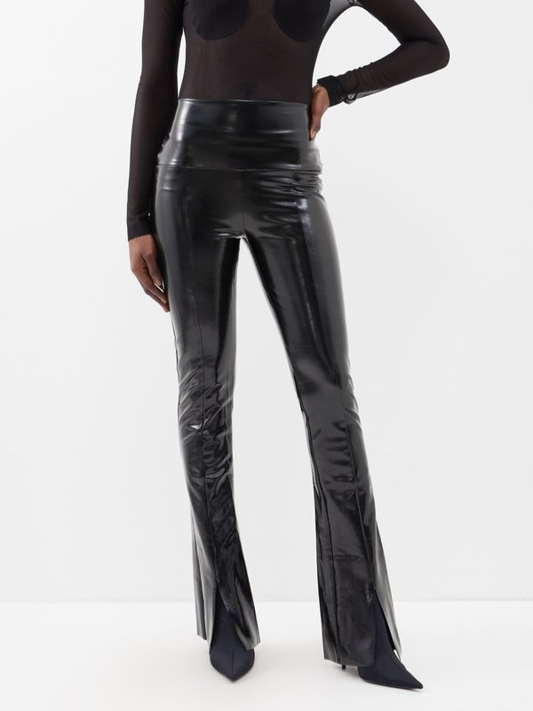 Norma Kamali Spat slit-hem faux-leather leggings