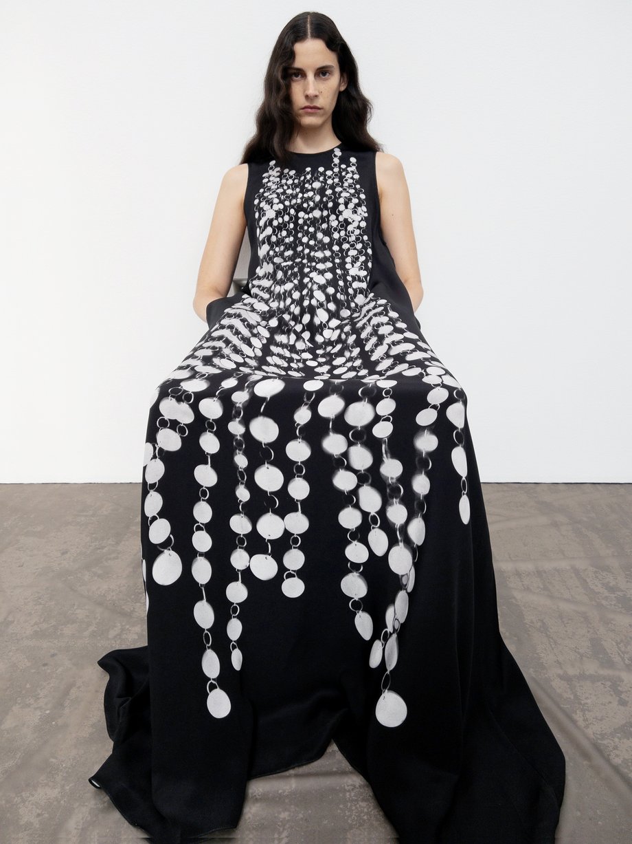 Raey Bead print silk-satin maxi dress
