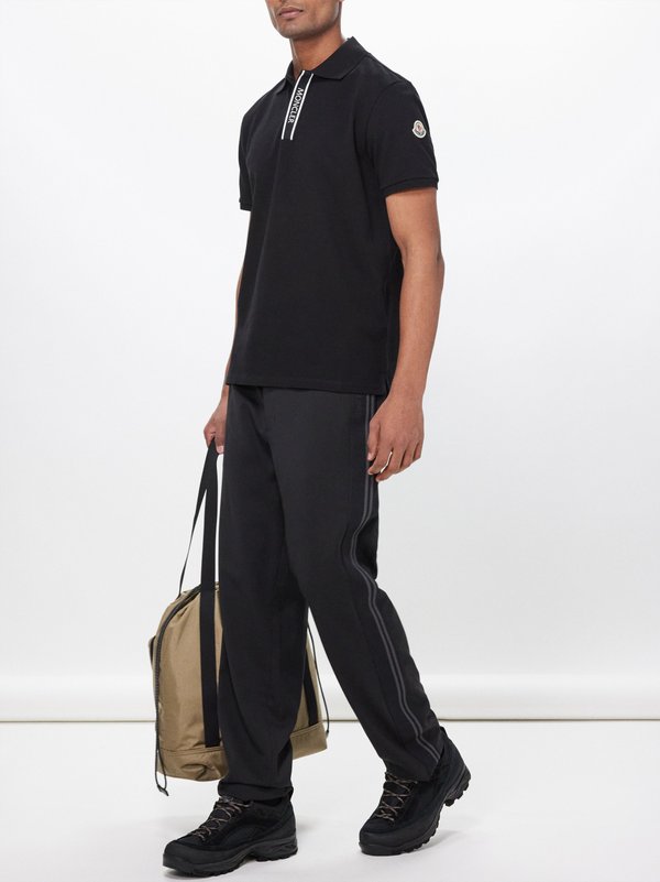 Moncler Logo-trim cotton-piqué short-sleeve polo shirt