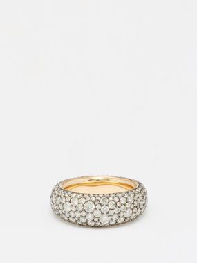 Lucy Delius Signature Bombe diamond, rhodium & gold ring