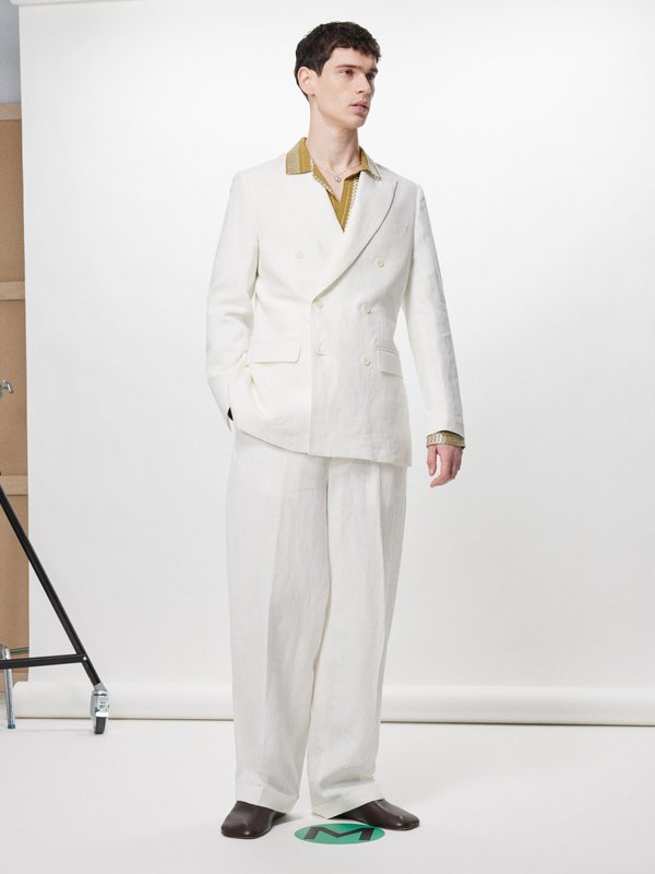 Zeus + Dione Komi double-breasted linen and cotton-blend blazer