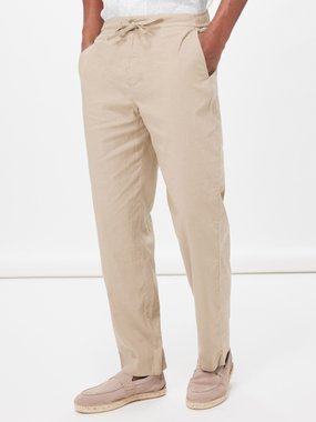 Frescobol Carioca Mendes drawstring-waist linen-blend trousers