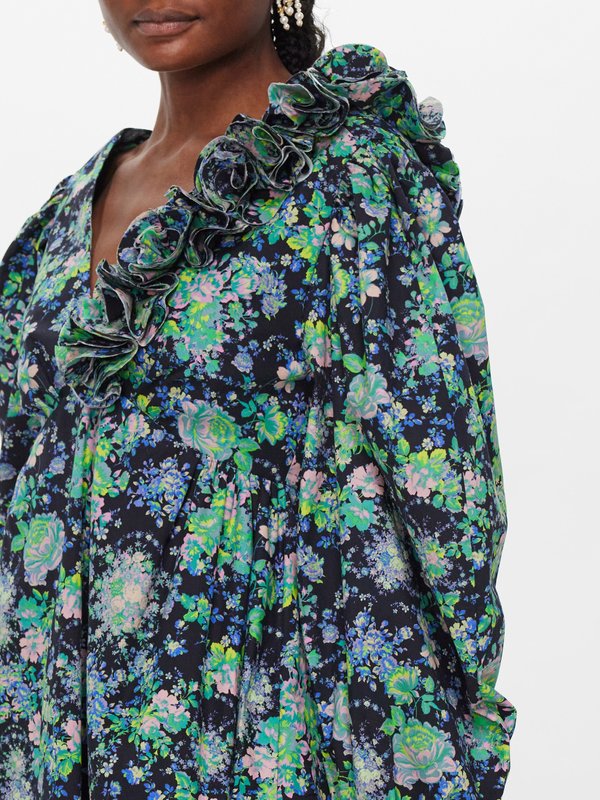 Kika Vargas Carianne ruffled floral-print cotton mini dress